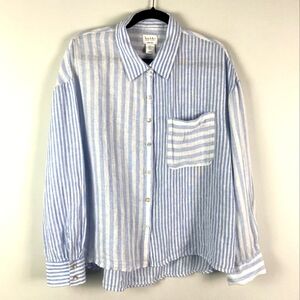 Blue and White Striped Linen Top